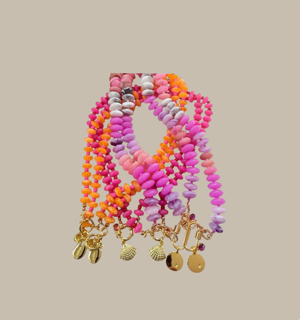 Beaded Orange Sunset Necklace