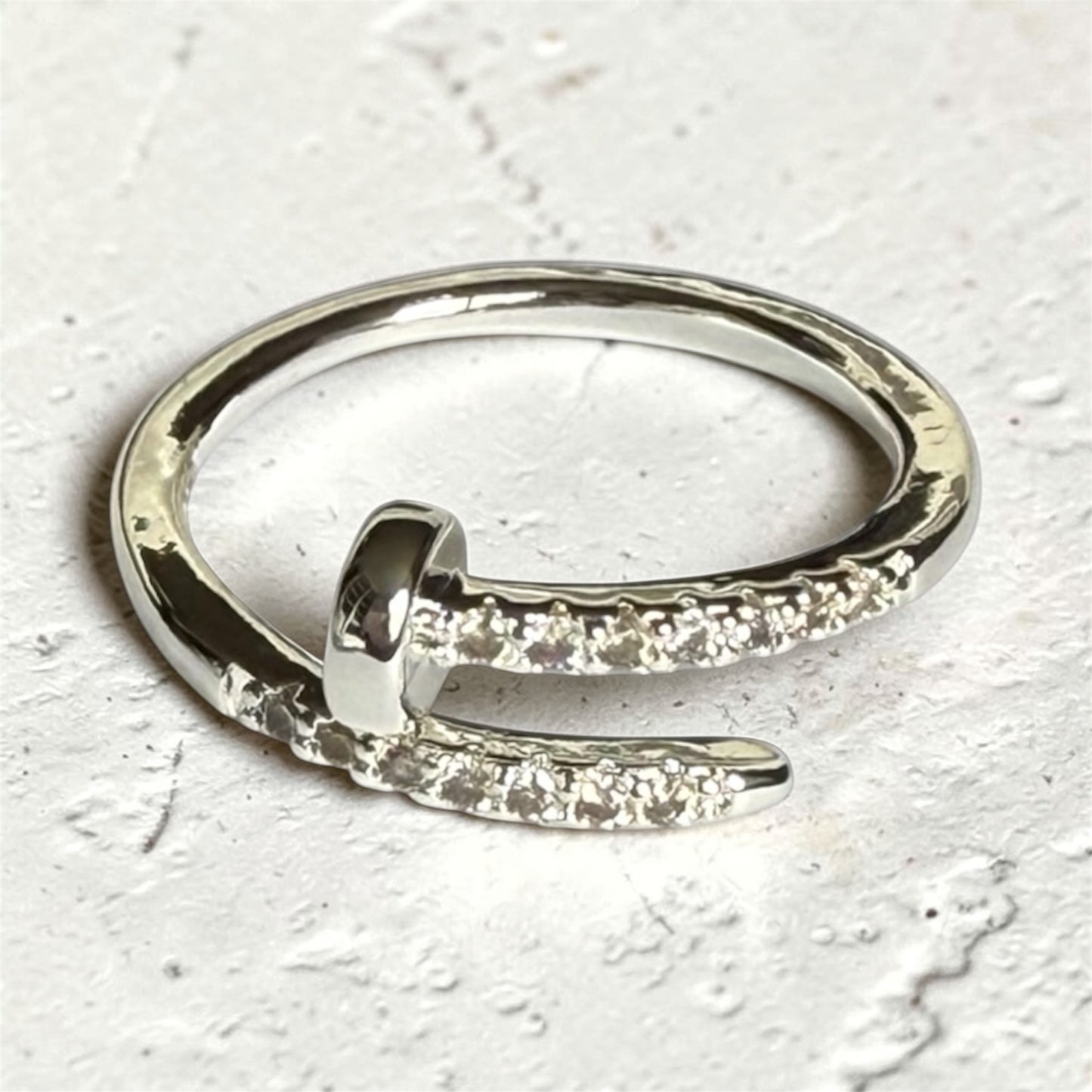 Nail Ring in Pave