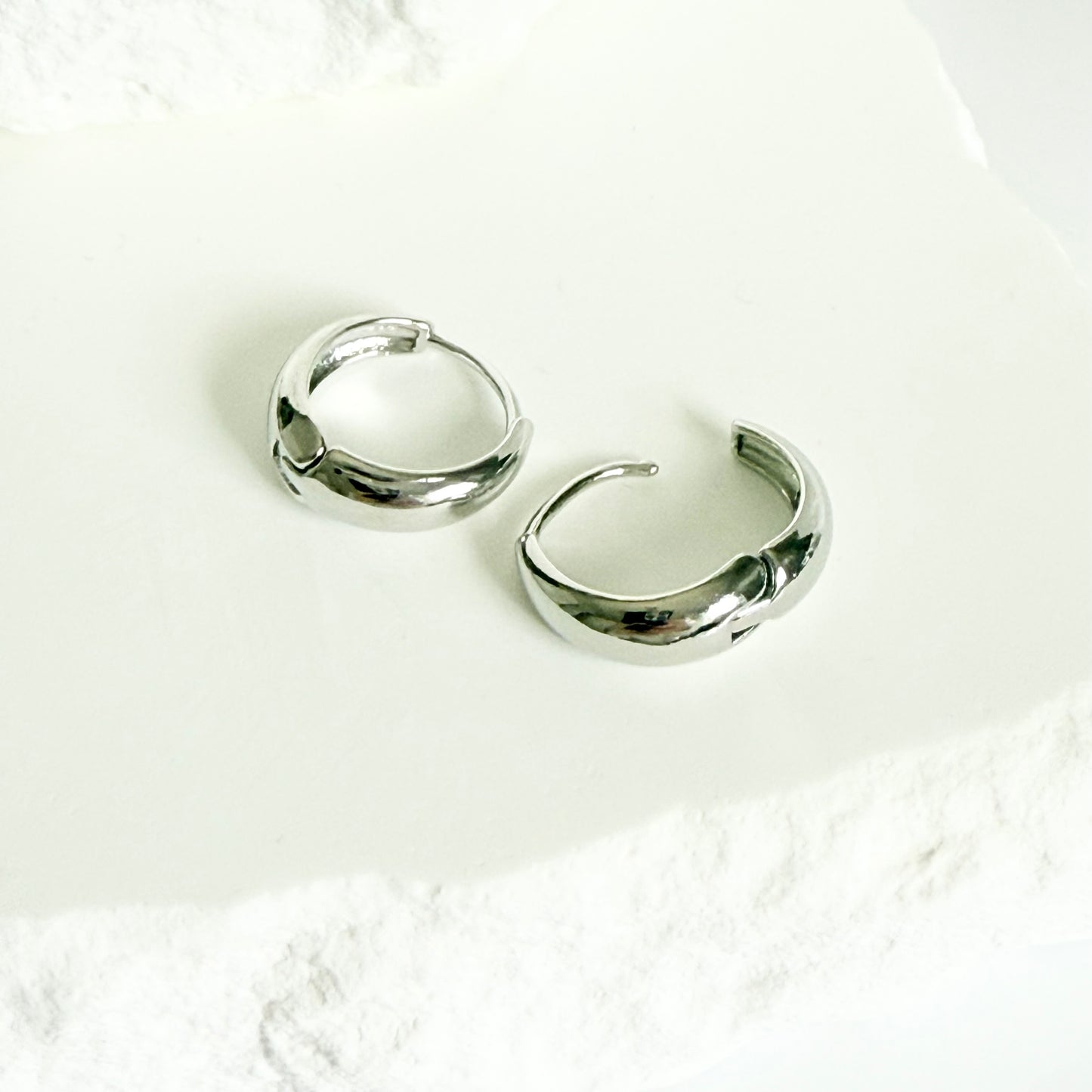 Simple Silver Huggie Earrings