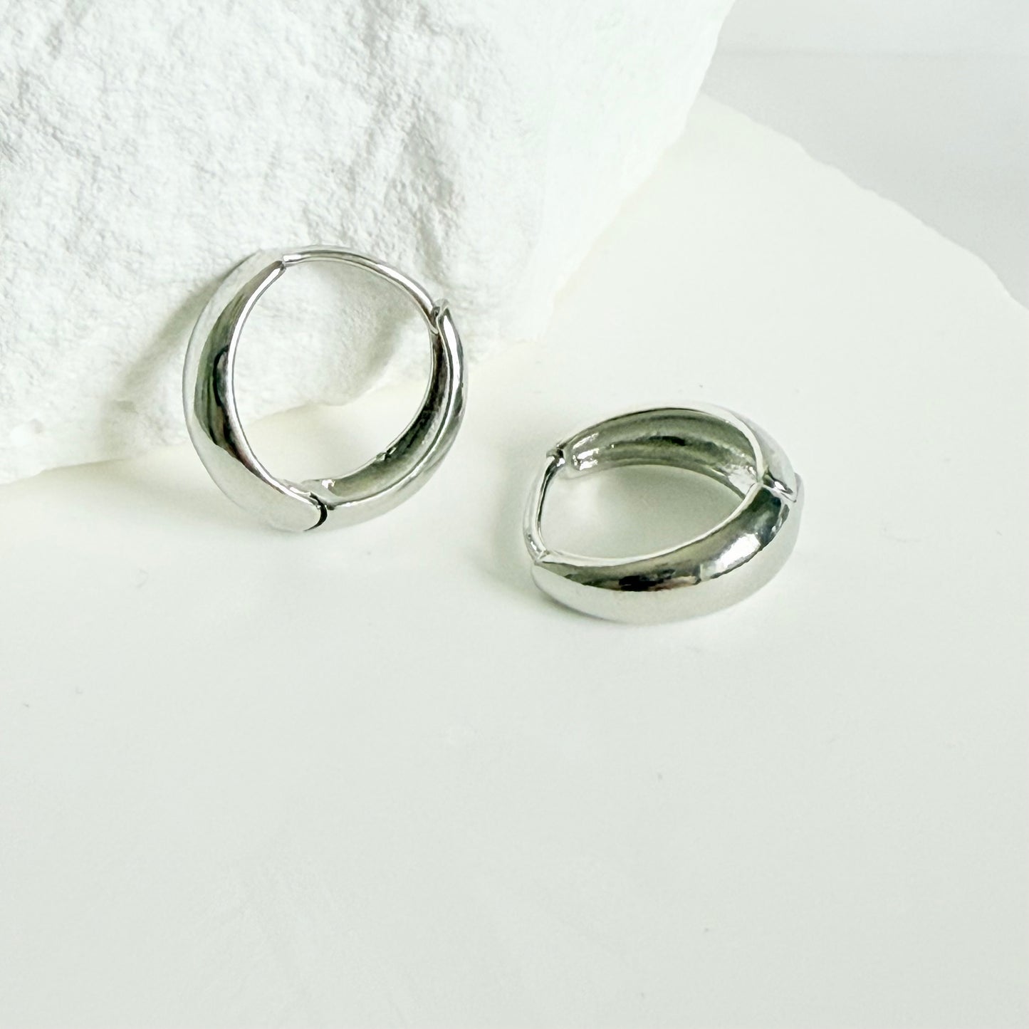 Simple Silver Huggie Earrings