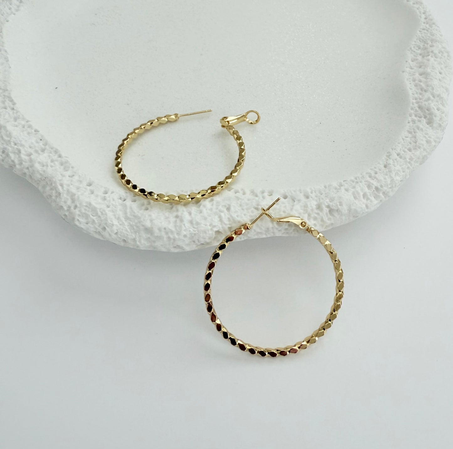 Gold Dotted Hoop Earrings