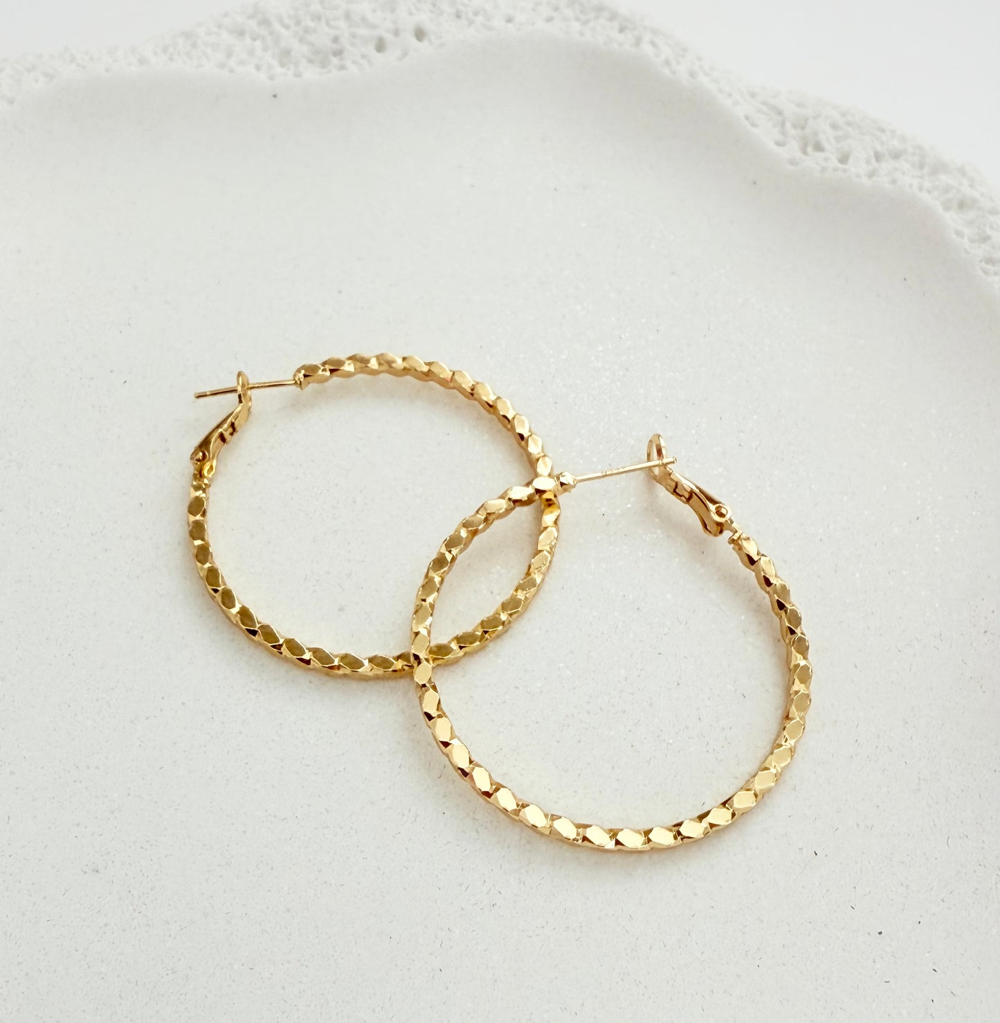 Gold Dotted Hoop Earrings