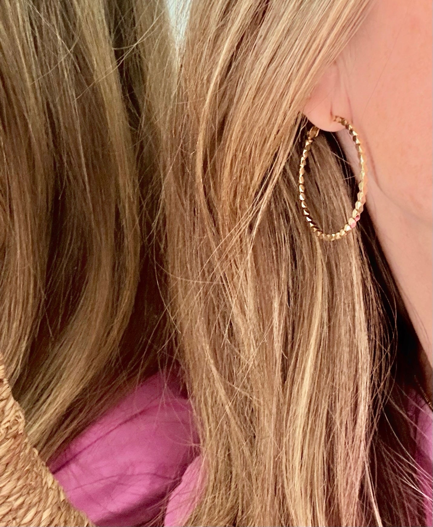 Gold Dotted Hoop Earrings