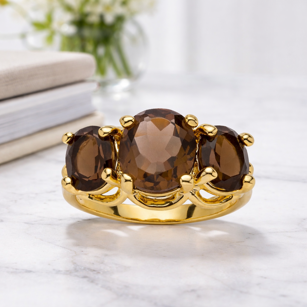 Smoky Oval Quartz Ring