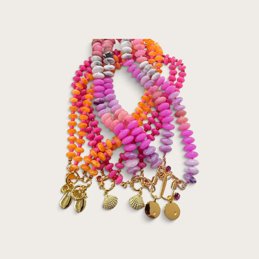 Beaded Pink Sunset Necklace ￼