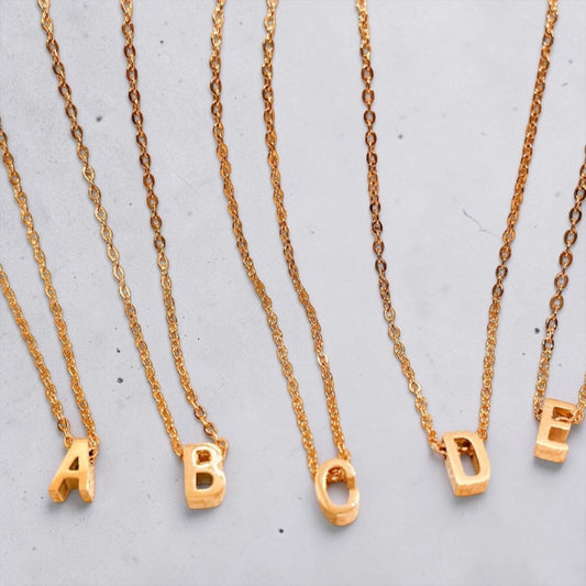 Block Monogram Letter Pendant Necklace
