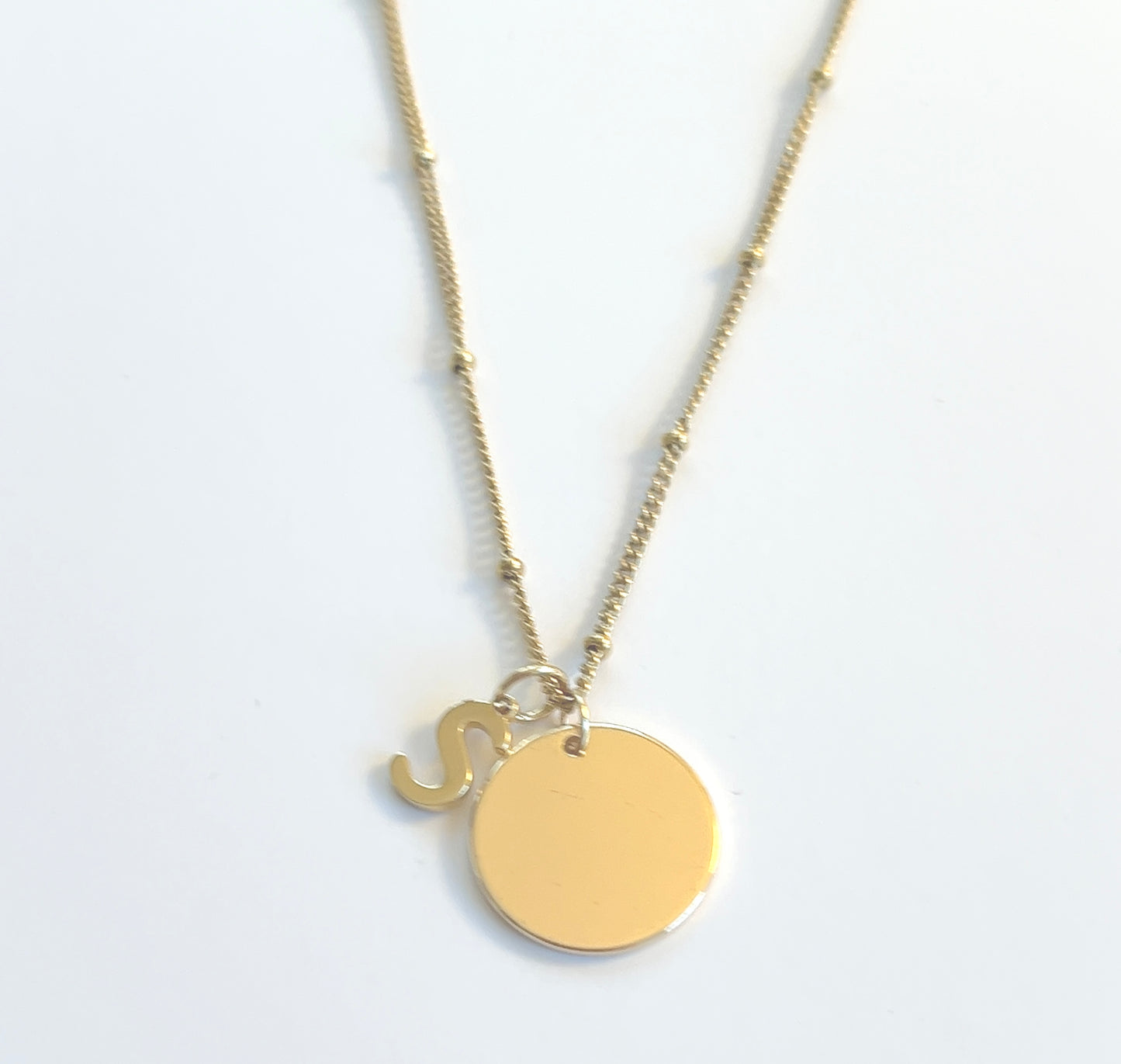 Monogram Gold Disc Chain Necklace