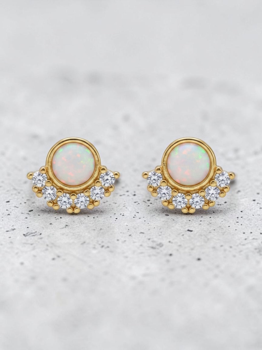 Opal Micro Paved Stud Earrings
