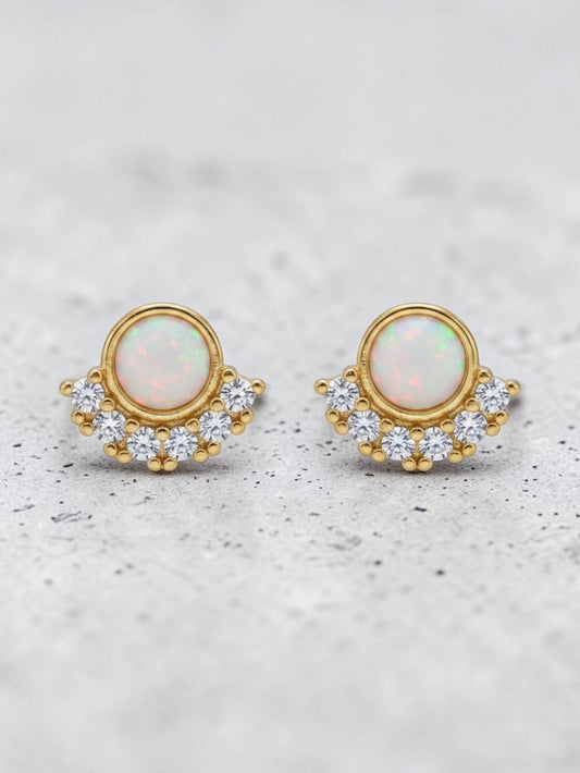 Opal Micro Paved Stud Earrings