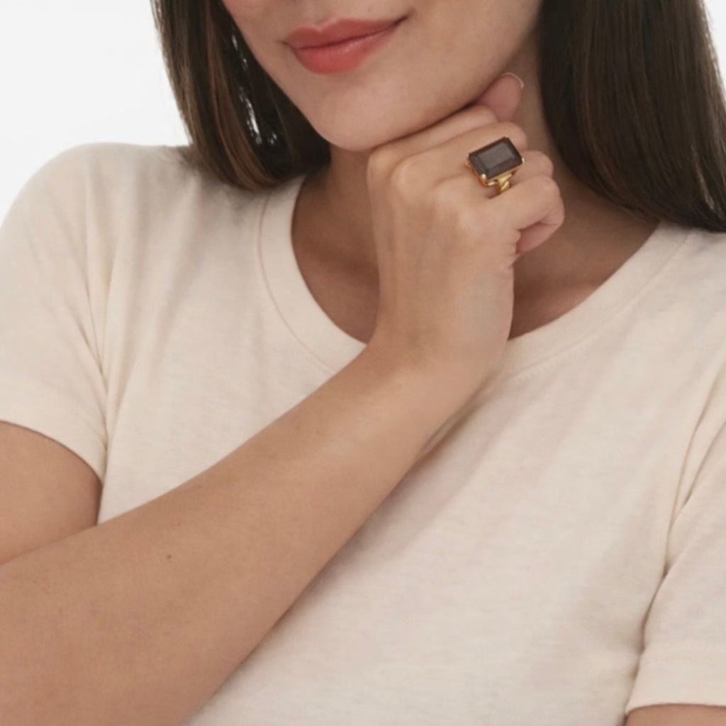 Smoky Quartz Table-Top Cocktail Ring