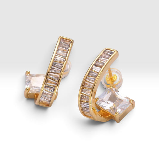 Deco Arc Huggie Earrings