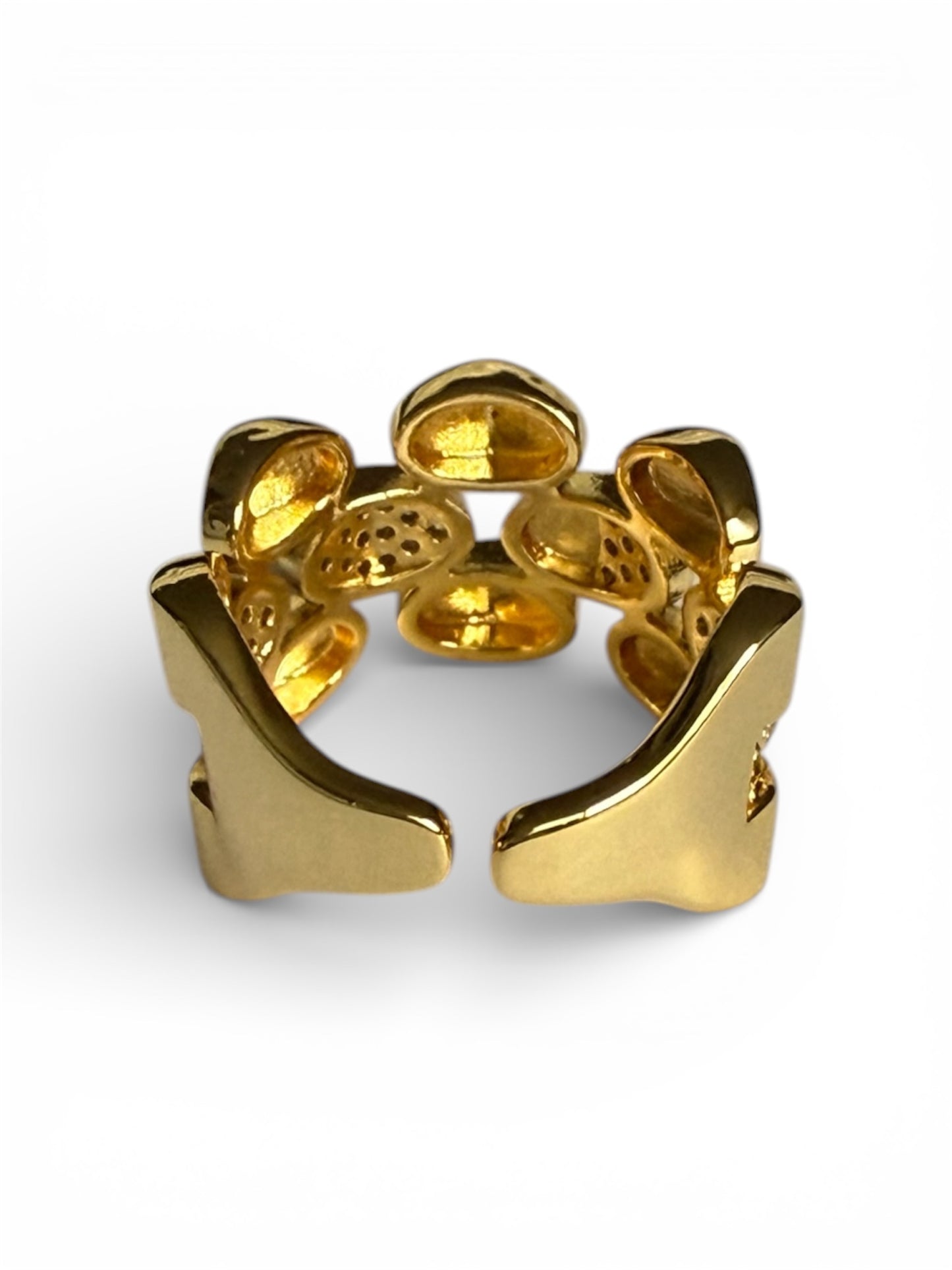 Watchband Ring in Pave & Gold