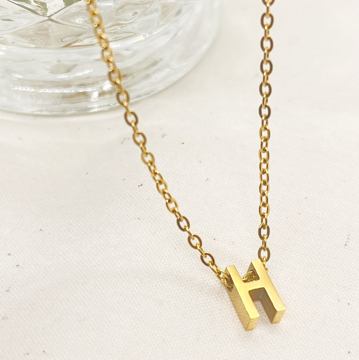 Block Monogram Letter Pendant Necklace