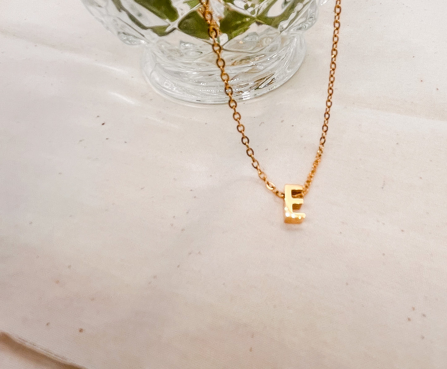 Block Monogram Letter Pendant Necklace