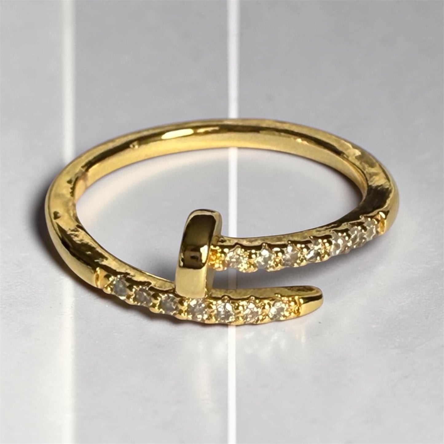 Nail Ring in Pave