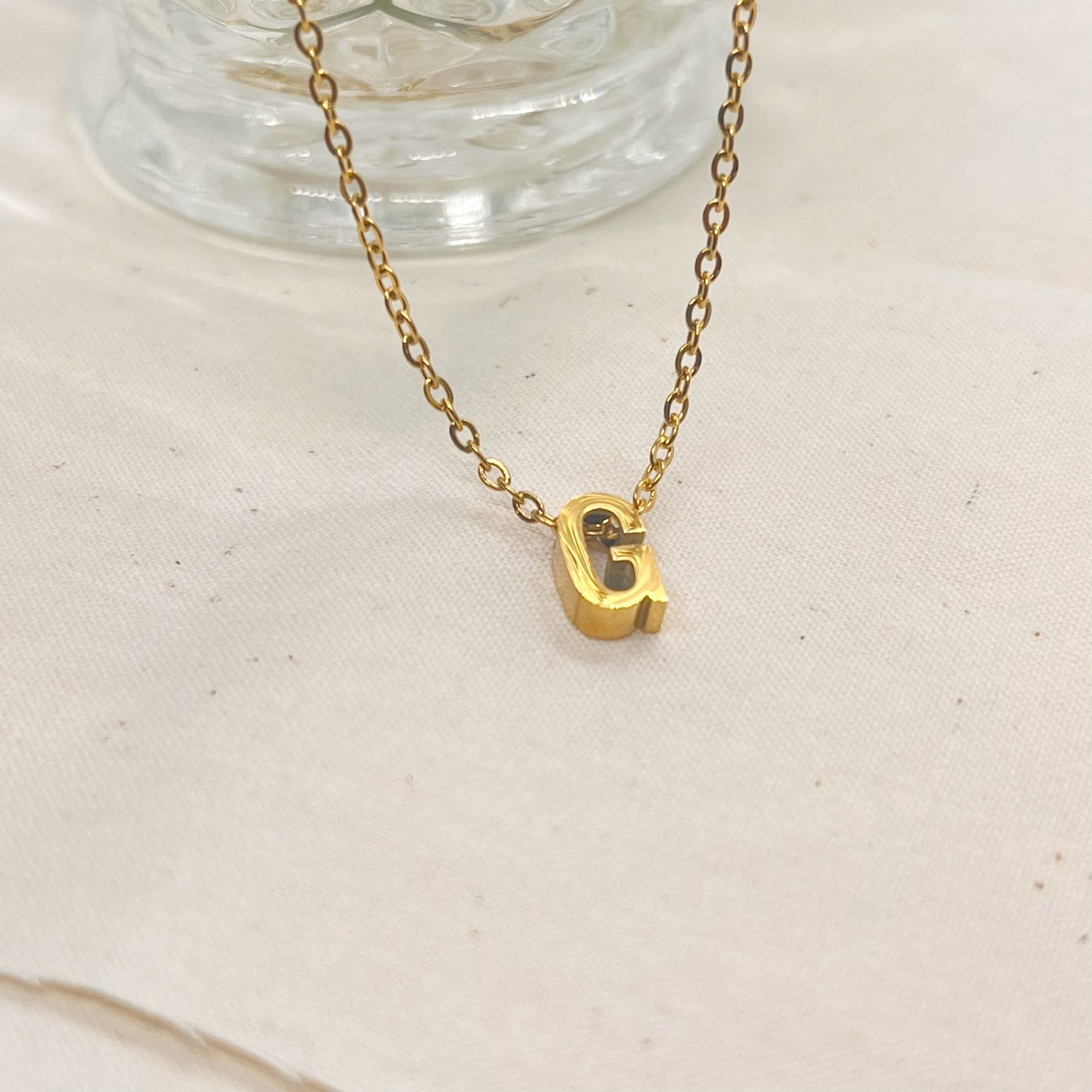 Block Monogram Letter Pendant Necklace