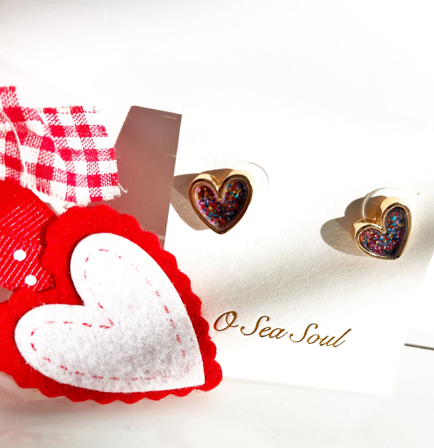 Glitter Heart Earring Studs