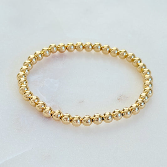 Large Gold Beaded Stretch Bracelet