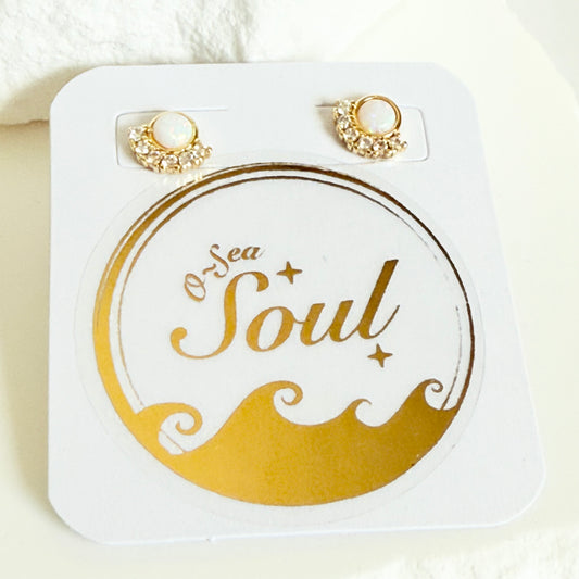 Opal Micro Paved Stud Earrings