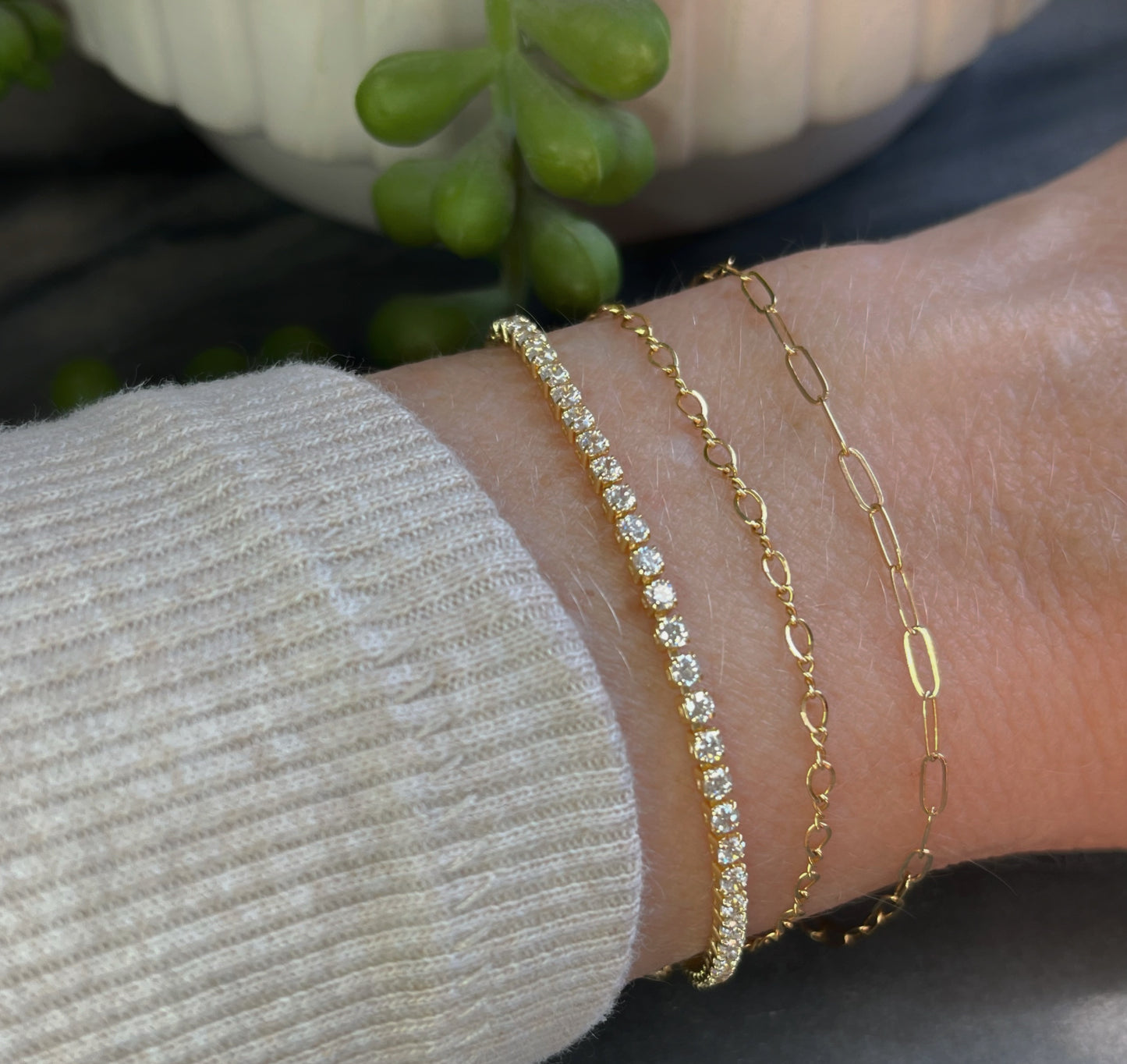 Golden Lantern Tennis Bracelet