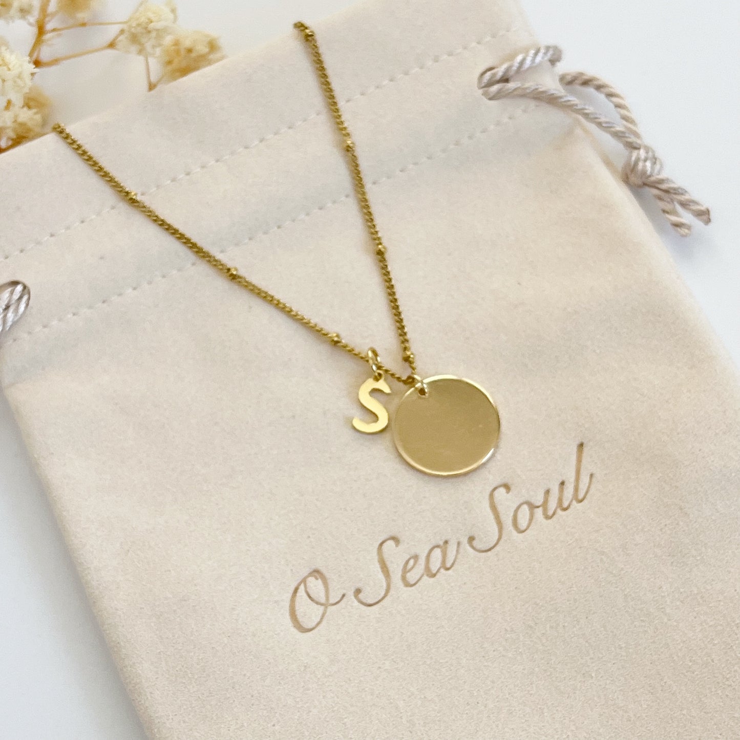 Monogram Gold Disc Chain Necklace