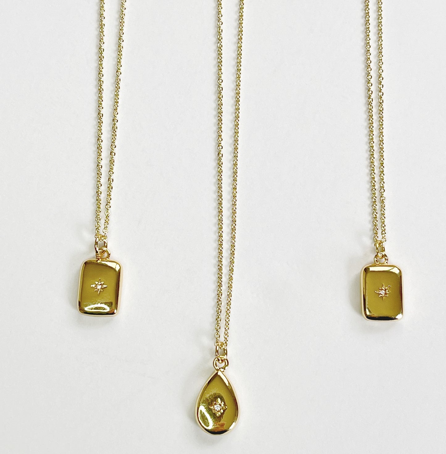 Zircon Droplet Charm Necklace