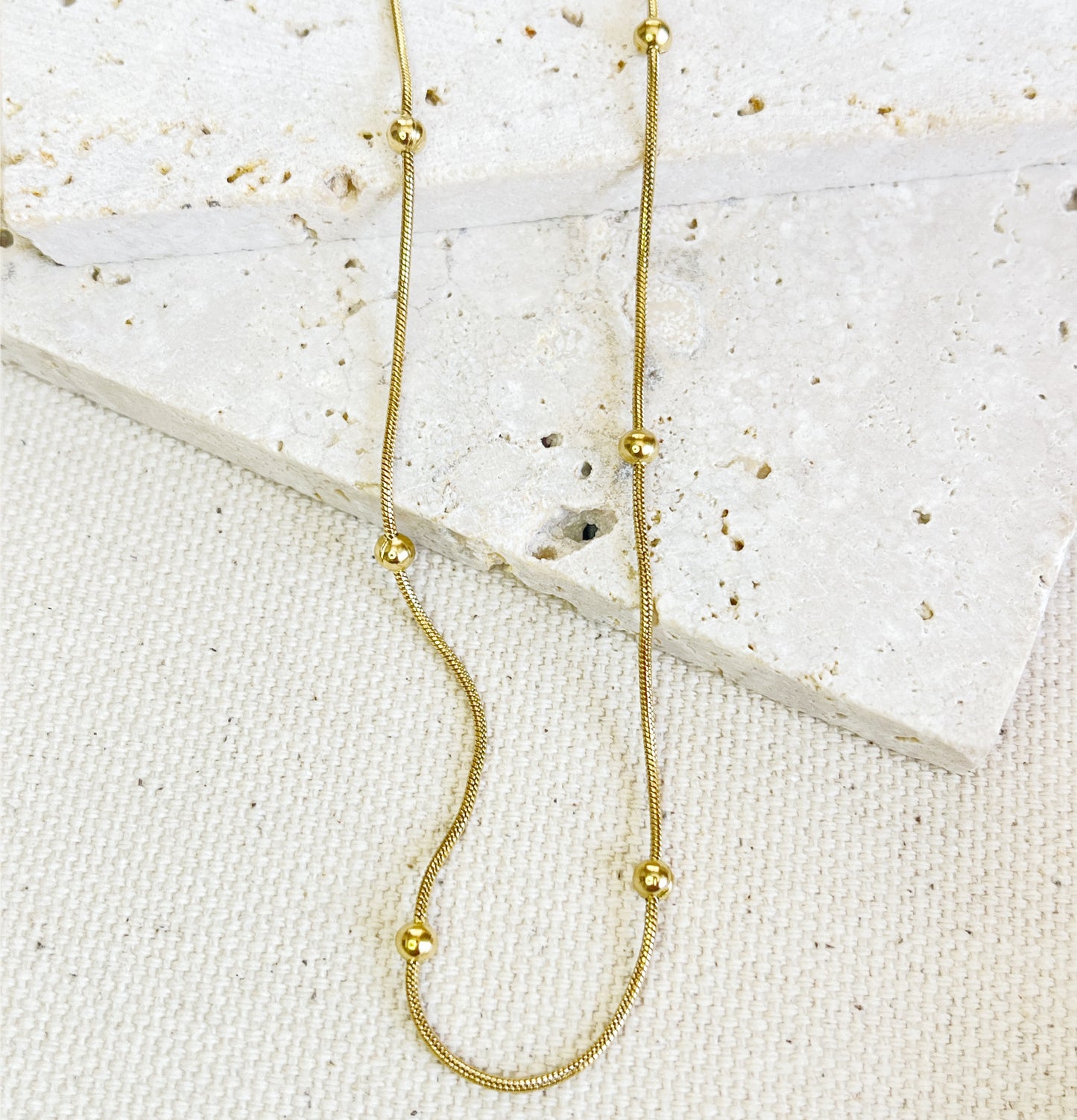 Gold Beaded Snake Chain