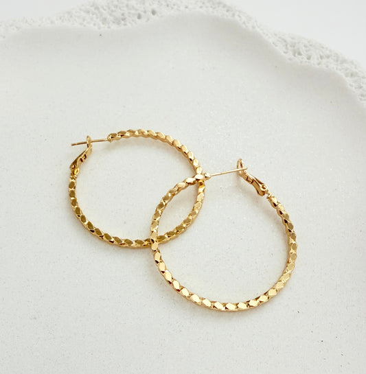 Gold Dotted Hoop Earrings