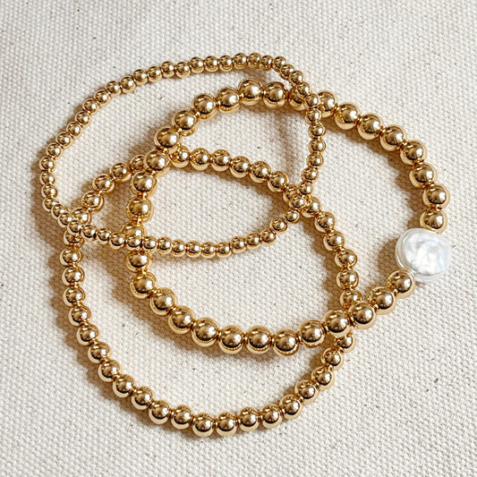 Mother Pearl Gold Beaded Bracelet